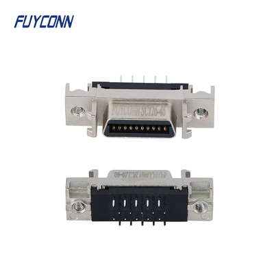20pin SCSI Female Connector, 1.27mm Pitch Lurus PCB SCSI Connector W / Zinc Alloy Shell