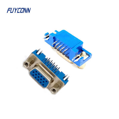 Konektor D-sub Densitas Tinggi 15Pin PCB Sudut Kanan Konektor DB HD Wanita