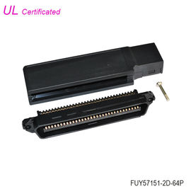 Black 64 Pin Centronics Connector Male IDC Crimping type Connector dengan Plastic Cover