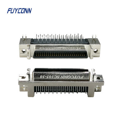 90 Derajat Konektor SCSI PCB 50pin Konektor Wanita W / Zinc Alloy Shell