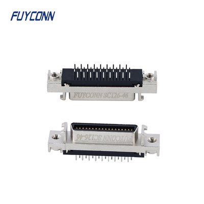 Mini D Ribbon MDR PCB Straight Female SCSI Connector 36pin Dengan Shell Zinc Alloy