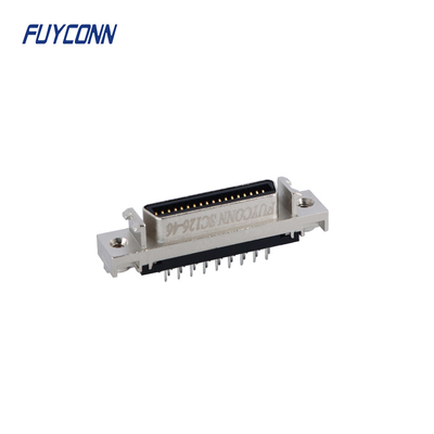 Mini D Ribbon MDR PCB Straight Female SCSI Connector 36pin Dengan Shell Zinc Alloy