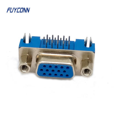 Konektor D-sub Densitas Tinggi 15Pin PCB Sudut Kanan Konektor DB HD Wanita