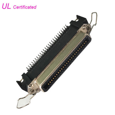 Konektor Printer Wanita PCB Sudut Kanan 50Pin Centronic dengan Klip Bail