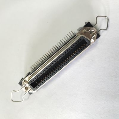 Konektor Printer Wanita PCB Sudut Kanan 50Pin Centronic dengan Klip Bail