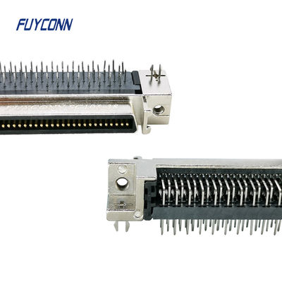 90 Derajat Konektor SCSI PCB 50pin Konektor Wanita W / Zinc Alloy Shell
