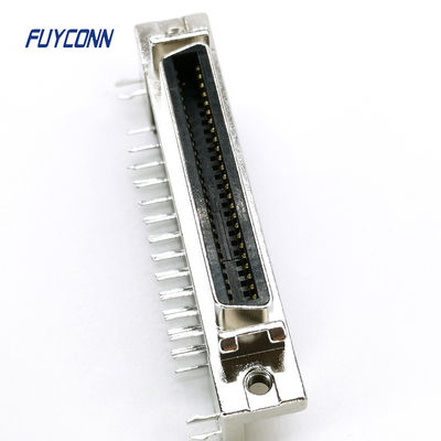90 Derajat Konektor SCSI PCB 50pin Konektor Wanita W / Zinc Alloy Shell