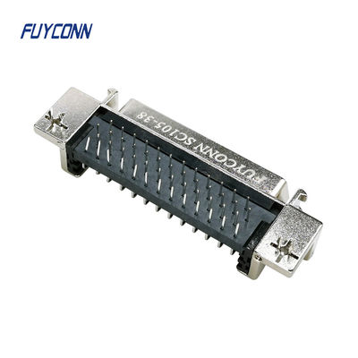 90 Derajat Konektor SCSI PCB 50pin Konektor Wanita W / Zinc Alloy Shell