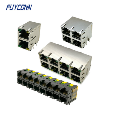 Konektor Jack RJ45 Sudut Kanan Wanita, Konektor Modular RJ45 Lapisan Ganda PCB