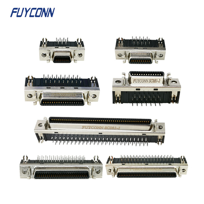 PCB SCSI Konektor Wanita 1.27mm Sudut Kanan 14P 20P 26P 36P 50P 68P 100P Konektor SCSI