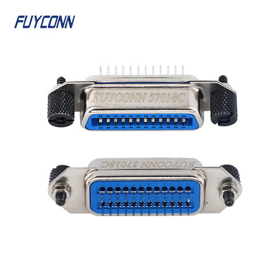 Centronics Male 24pin IEEE488 Connector Vertikal PCB 2.16mm Dengan Sekrup Hitam