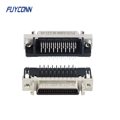 Sudut Kanan PCB 36 Pin Konektor Perempuan SCSI Dengan Shell Paduan Seng