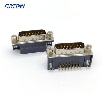 Sudut Kanan PCB Konektor D-SUB Male Plug D Sub 15 Pin Connector (9.4mm)