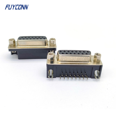 Konektor D-sub Sudut Kanan 15P Wadah Konektor PCB Perempuan (8.08mm)