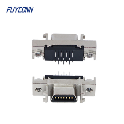 Konektor Servo Wanita 14pin, Konektor MDR PCB Lurus SCSI W / Paduan Seng Shell