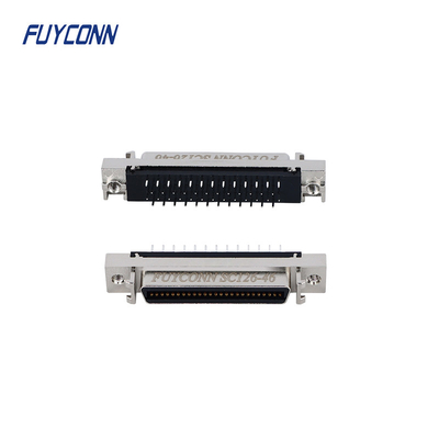 SCSI 50pin Servo Connector MDR PCB Lurus 1.27mm Dengan Paduan Seng Shell