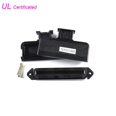 Pitch 2.16mm Telco Centronic 50 Pin Connector IDC Female Type 25 Pairs Connector dengan penutup Plastik hitam 180 Derajat