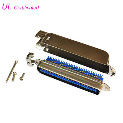 90 Derajat 64 Pin Amphenol IDC Male Connector 32 Pairs Plug dengan penutup logam 90 derajat