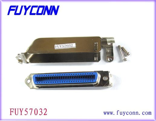 Champ 50 Pin DDK Female Receptacle Centronic Solder 90 ° Cable Outlet Connector dengan Matel Hood