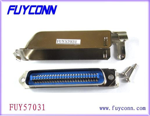 Konektor Pin Solder Centronic 50 Pin Pria dengan Kap Logam 90 Derajat