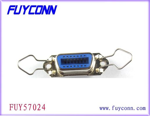 2. 16mm pitch Hitam / Biru 50 Pin Konektor Wanita Solder Sentronis Dengan Klip Bail