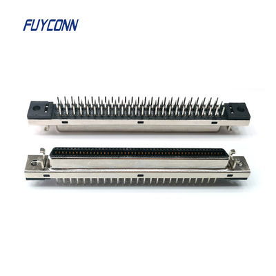 Mini D Ribbon MDR 100pin PCB Konektor SCSI Lurus W / Pitch 1,27mm