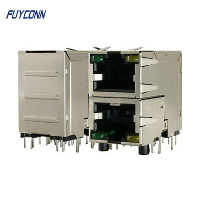 2x1 2 Ports Lampu LED 16 Pin Konektor RJ45 Perempuan Untuk Jaringan