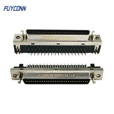 Konektor SCSI 68Pin PCB Sudut Kanan Wanita 1.27mm Konektor Tipe CN W / Fixness Hanger