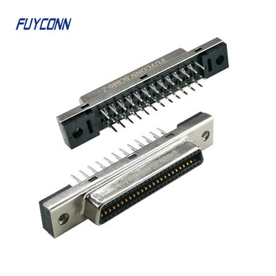 50Pin PCB SCSI Connector 180 Derajat PCB Mounting MDR Connector