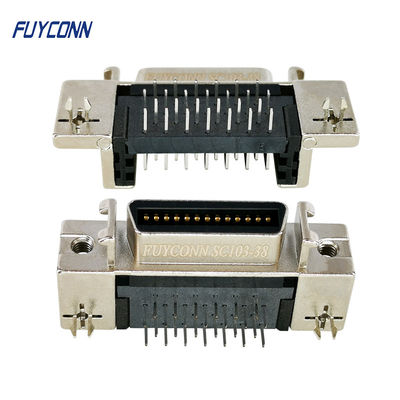 Konektor SCSI 26Pin Tipe PCB Sudut Kanan Wanita Dengan Kunci Papan Seng Shell