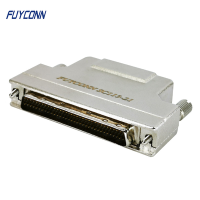 Konektor 50Pin SCSI Pria Solder Cup Konektor MDR Dengan Tudung Logam